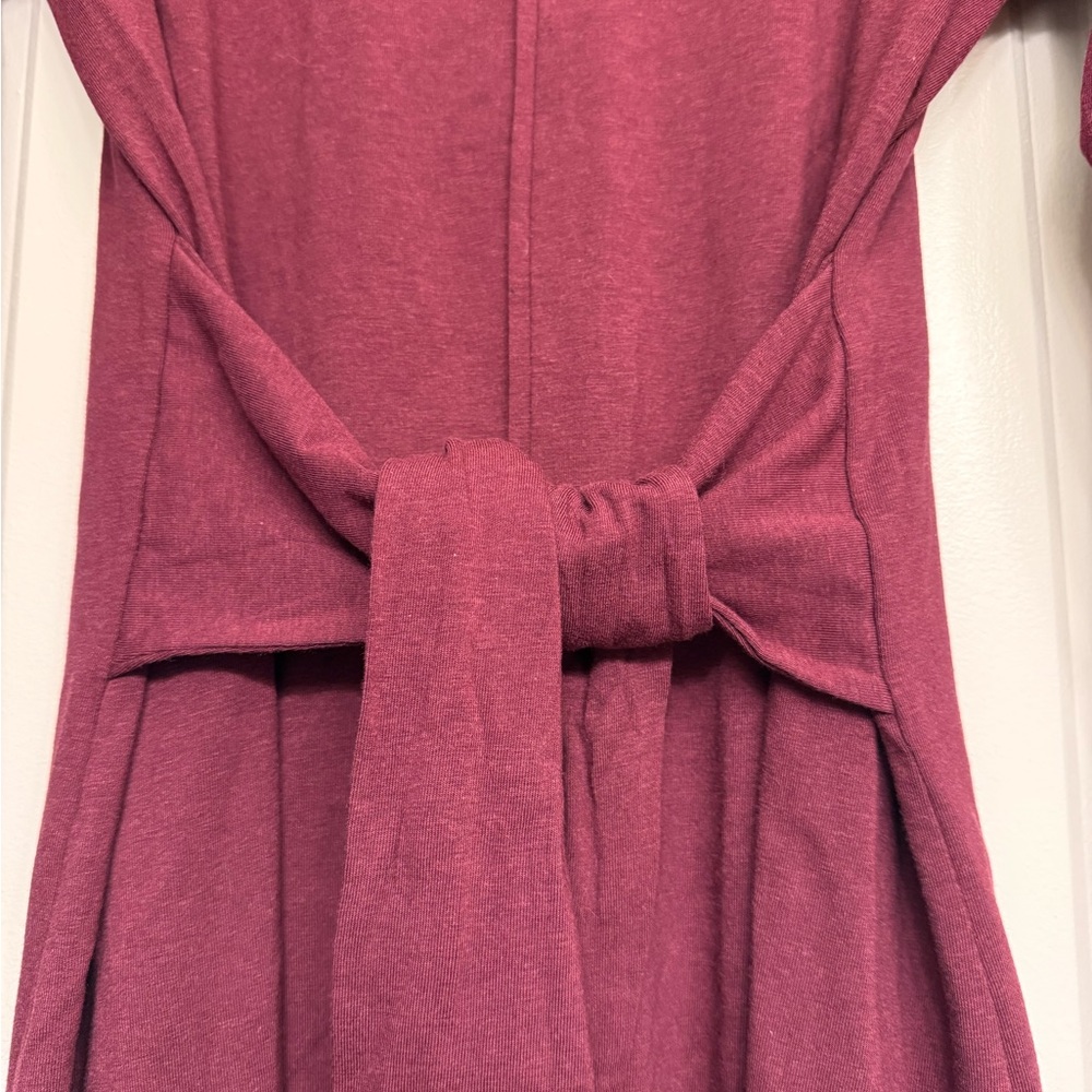 LOFT Heather Tie-Waist Long Sleeve Mini Dress, Plum S NWOT - Picture 8 of 13